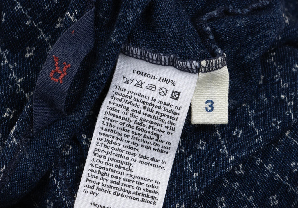 45rpm 45R JAPAN. Dark Indigo Blue Dyed Checker Cotton Cardigan Top