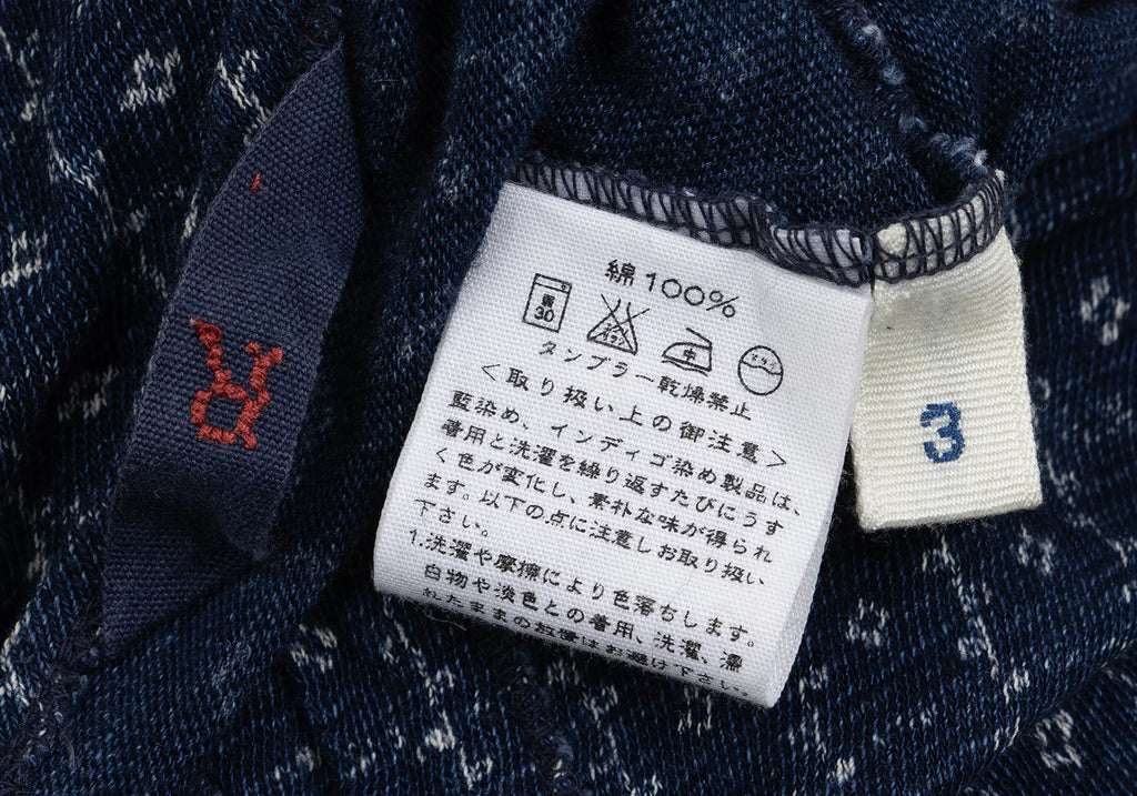 45rpm 45R JAPAN. Dark Indigo Blue Dyed Checker Cotton Cardigan Top