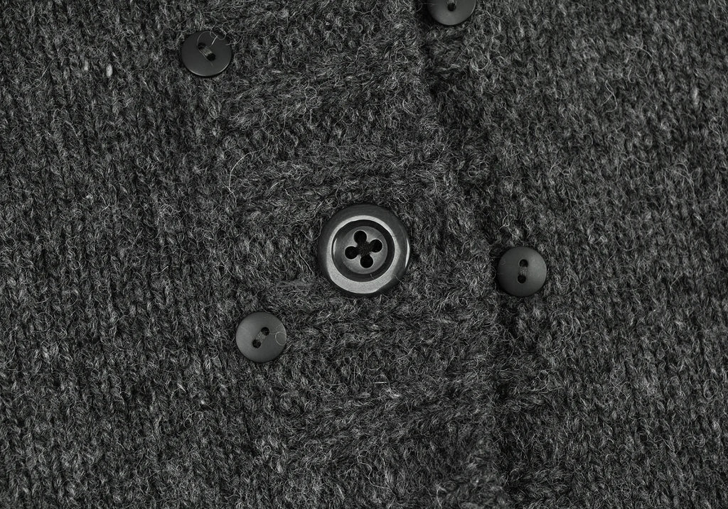 A/T ATSURO TAYAMA.  Grey Open Knit Front and Back Long Cardigan w/Hood