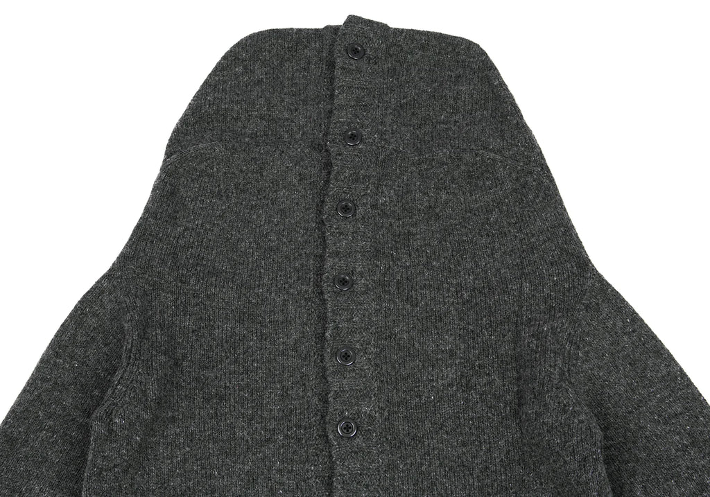 A/T ATSURO TAYAMA.  Grey Open Knit Front and Back Long Cardigan w/Hood