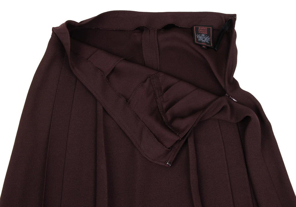 Jean Paul GAULTIER CLASSIQUE PARIS.Vintage Bordeaux Acetate/Rayon Side Pleated Skirt