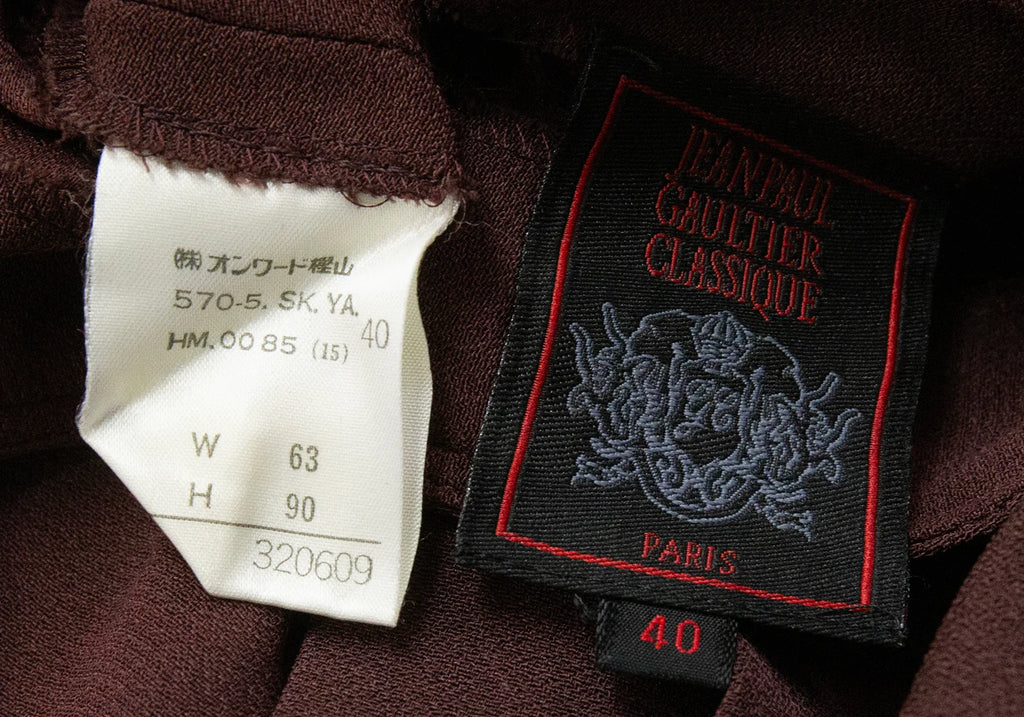Jean Paul GAULTIER CLASSIQUE PARIS.Vintage Bordeaux Acetate/Rayon Side Pleated Skirt