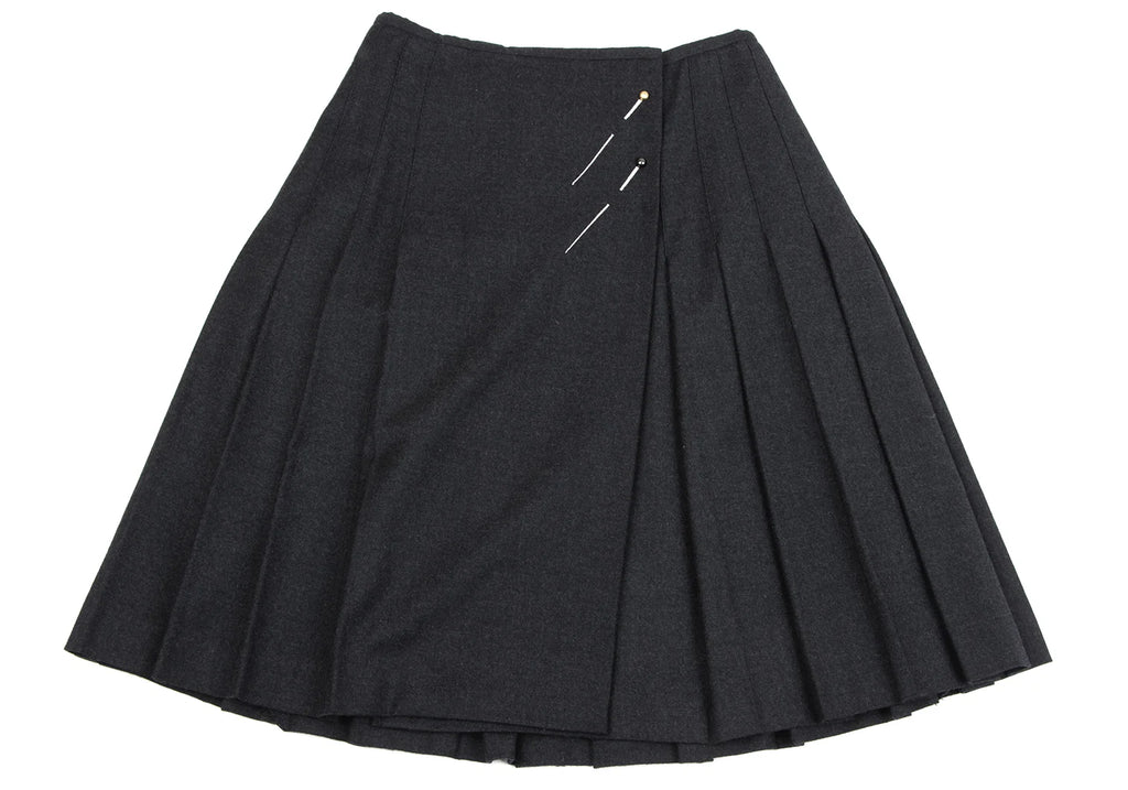 Jean Paul GAULTIER FOR SEPT PREMIERES.  PARIS. Charcoal Color Wool Stretch Pleats Wrap Skirt