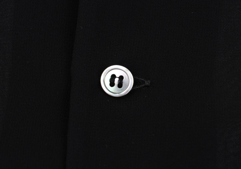 COMME des GARCONS JAPAN. Black Poly Round Collar Semi-Sheer Shirt