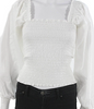 La Ligne NY. White Cotton Square Neck Long Sleeve Blouse