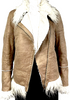 Diesel. Honey Brown Color Leather Faux Fur Boho Chic 70's Inspired Jacket