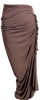 Rick Owens Paris. Lilies. Dark Dust Brown Jersey Ruched Skirt with Ruffle