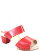 French Theo For Agnes B Paris. Red Leather Block Heel Slide Sandals  Size 39.5