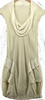 TRANSIT PAR SUCH ITALY. Beige Linen/Silk Dress Cowl Neck Lantern Hem Cap Sleeve