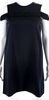 Toit Volant Black PolyTech. Round Neck Cold Shoulder A-Line Mini Dress