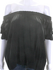 Ulla Johnson NY. Black Silk Ruffled Short Sleeve Sleek Blouse