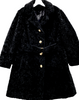 Vintage Faux Fur Coat Women's Medium Black Cinched Trench Academia Classic Chic