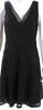 Donna Karan Black Geometric Textured Sleeveless V-Neck Dress