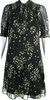 DONNA KARAN. DKNY Black Floral Print Tie Collar Short Sleeve Shift Dress Black
