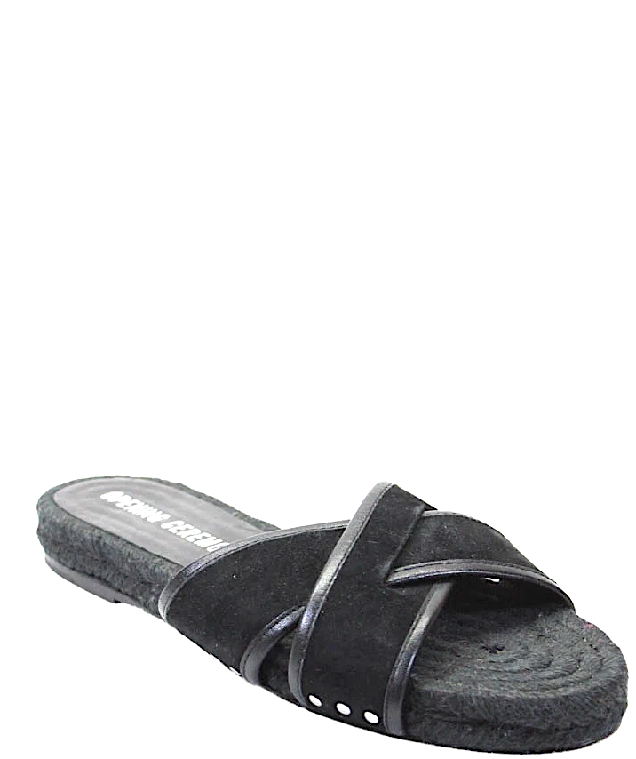 Opening Ceremony NY. Vintage Suede Cross Strap Slide On Sandals Black Size 40