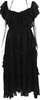 Ulla Johnson NY Black Silk Tiered Ruffled V-Neck Mid-Calf Dress