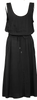 HELMUT LANG Black Rayon Blend Waist Drawcord Sleeveless Dress