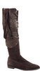 HHenry Beguelin Paris. Handmade Brown Suede Embossed Lace Up Over Knee Boots Shoes Sz 8.5