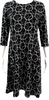 Courreges Paris. Black Long Sleeve Abstract Print A Line Dress