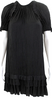 Ulla Johnson NY. Black Cotton Textured Short Sleeve Tiered Dress