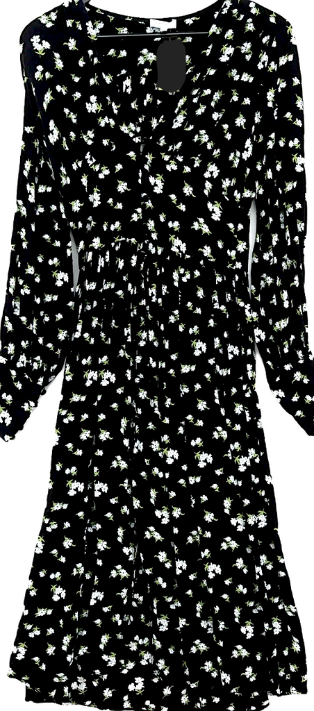 Ghost LONDON. TANYA SARNE DESIGNER. Black Floral Viscose  Maxi Dress