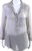Helmut Lang NY. Gray Semi-Sheer Long Sleeve Button Up Blouse
