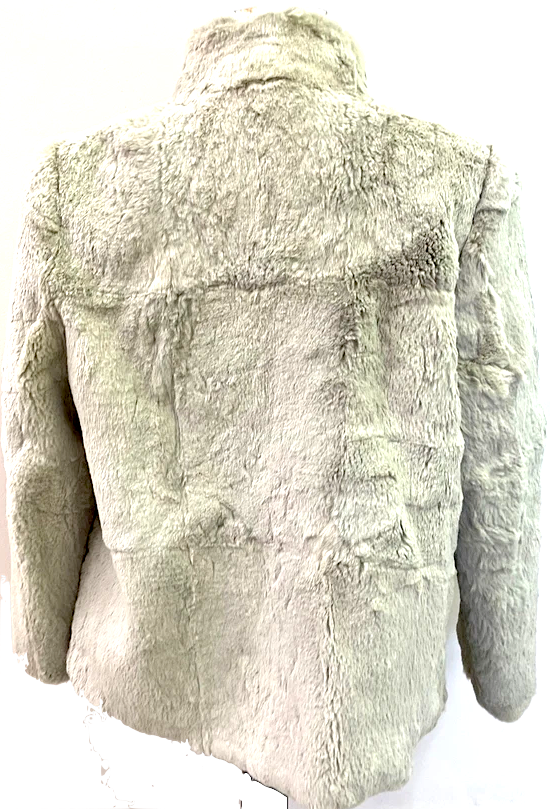 Vintage Unbranded Gray Rabbit Fur Jacket Coat Medium Vintage Made in Hong Kong