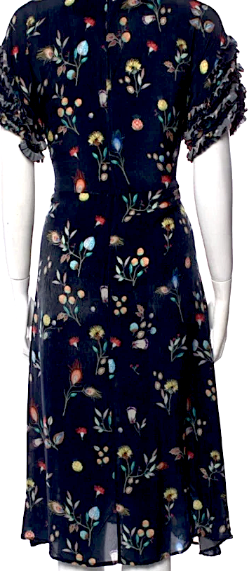 Caron Callahan NY. Cotton Blue Flower Midi Dress