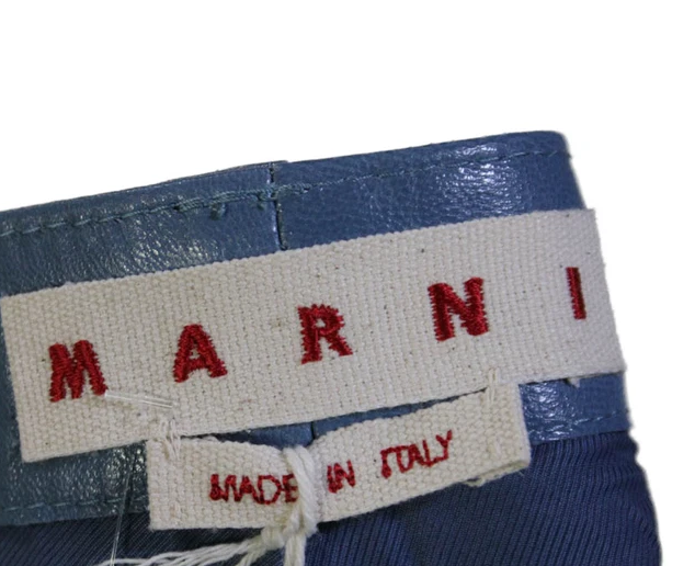 Marni Italy. NEW. NEW W/TAG. Dusty Blue Leather High Rise Flare Leg Pants
