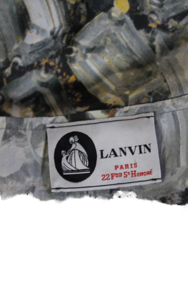Lanvin Paris. Black/Grey Geometric Print Silk Sleeveless Tunic
