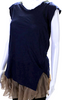 Toga Pulla Archives Japan. Blue/Beige  Off Shoulder Mesh Trim Blouse
