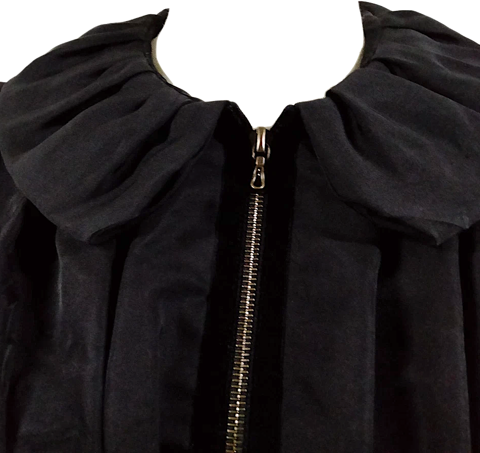 Lanvin Paris. Black Silk Zipper Top