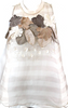 Brunello Cucinelli Italy. BeigeTextured Layered Floral Sleeveless Lined Blouse Top