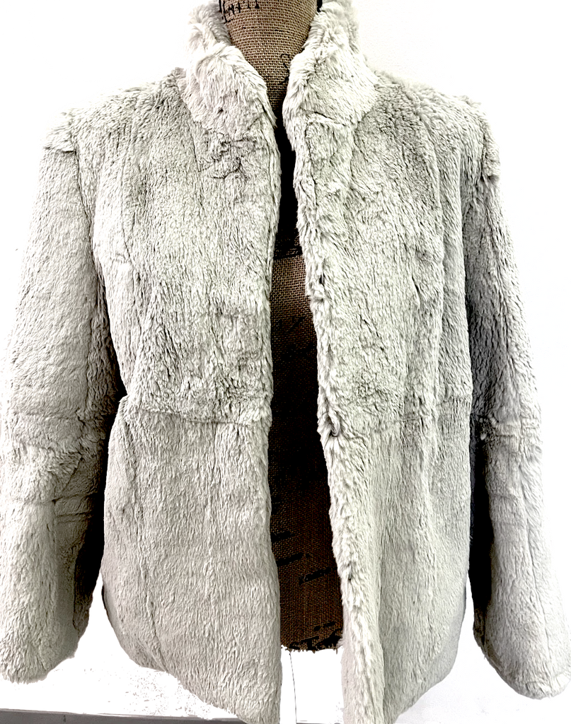 Vintage Unbranded Gray Rabbit Fur Jacket Coat Medium Vintage Made in Hong Kong