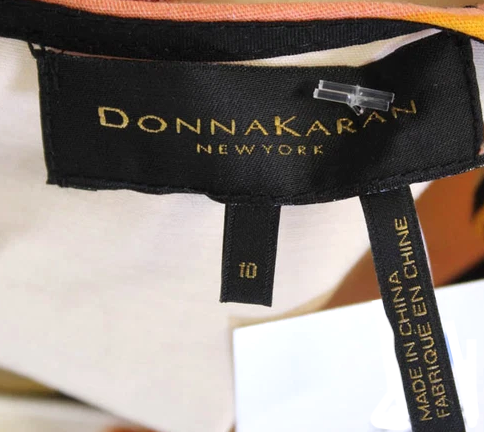 Donna Karan NY. Multi-Color Round Neck Sleeveless Midi Dress
