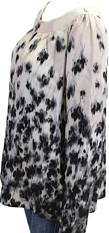 Giambattista Valli Italy. Cream Color Silk Floral Tunic Long Sleeve Top