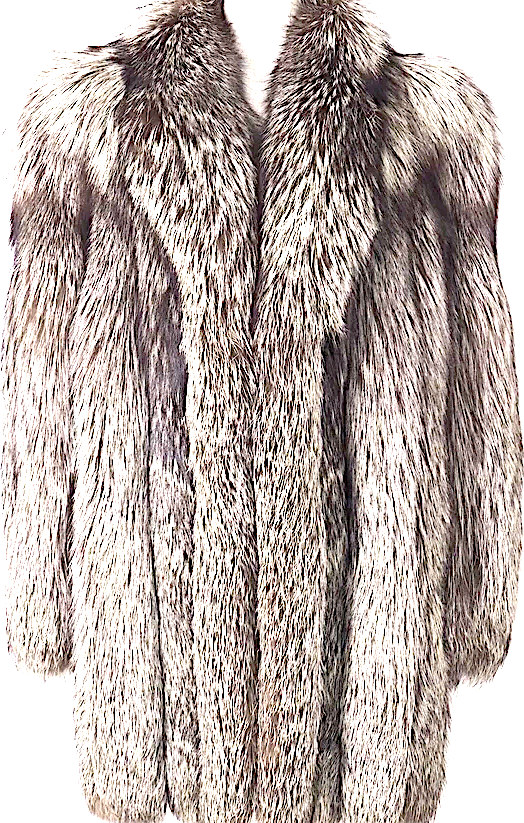 SAGA FOX TUNDORA FURS SOUTH KOREA. Silver Fox Real Fur Long Coat Luxury Vintage