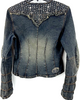 Parasuco Milan/Montreal. Distressed Blue Denim Jean Jacket w/embellishments