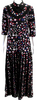 Valentino Garavani Italy. Black Silk Floral High Neck Long Sleeve Maxi Dress