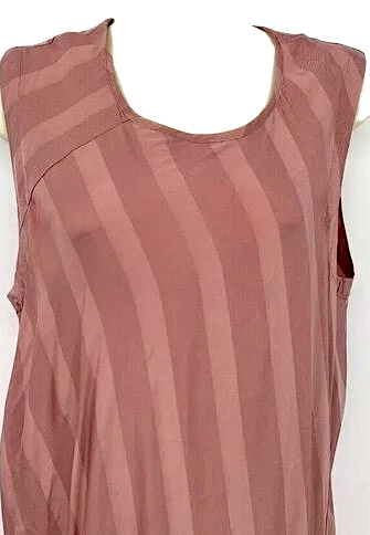 Humanoid Amsterdam.Sleeveless boxy long wide pink stripe silky Sieko maxi dress