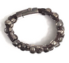 1 Para Mi. MADRID. Handmade Spain.  Silver Plated, Pewter, Sterling Chunky Leather Bracelet