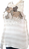 Brunello Cucinelli Italy. BeigeTextured Layered Floral Sleeveless Lined Blouse Top