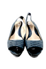 Fendi Italy. Gray Wedge Heel Platform Snake Embossed Slingback Sandals  Size 40