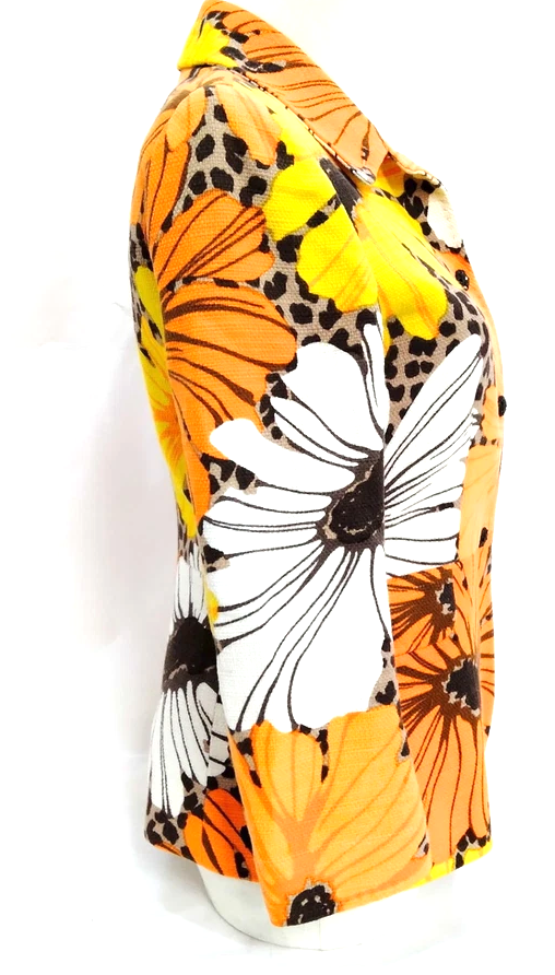 Dolce & Gabbana Italy. Orange Cotton Rayon Floral Blouse/Top