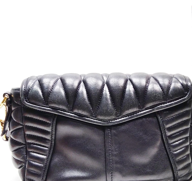 Miu Miu Italy. Black Leather Shoulder Bag / Crossbody/Tote Bag