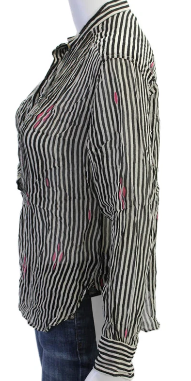 Etoile Isabel Marant Paris. Black/White Viscose Striped Long Sleeves Blouse