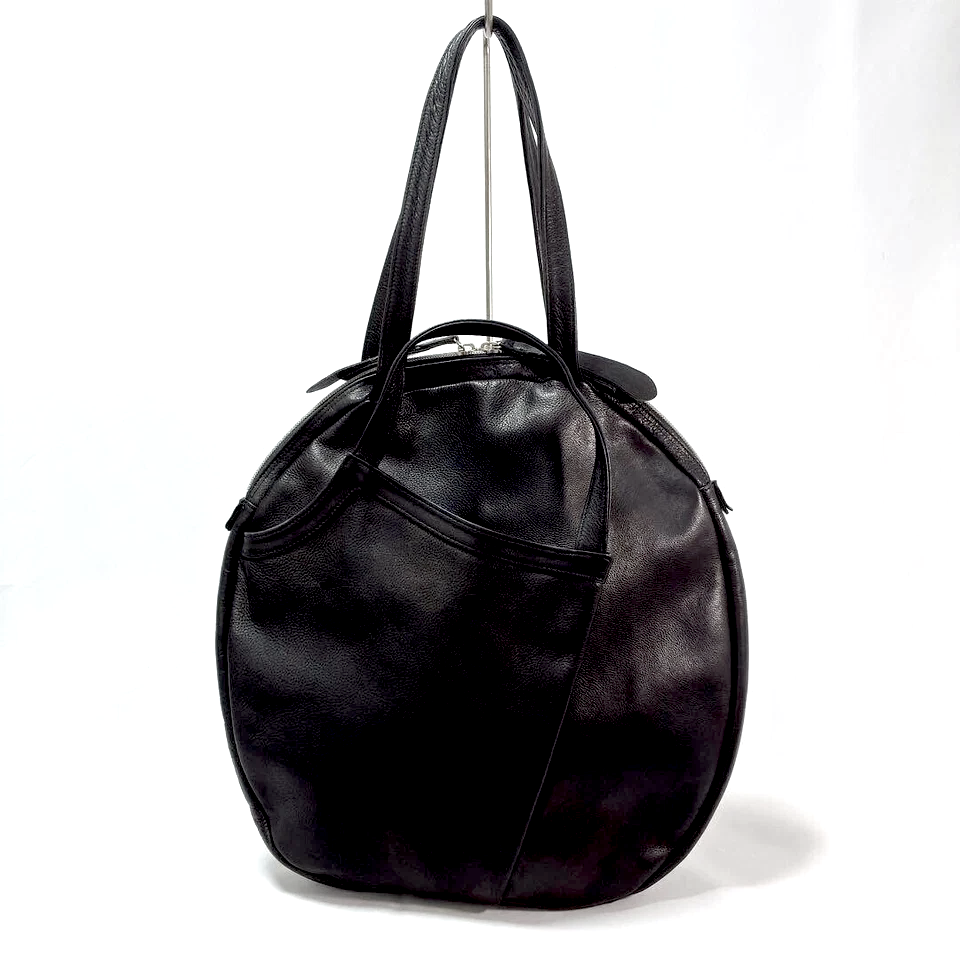 MICHIAMO JAPAN. Black Kip Leather Shoulder Bag / Tote Bag
