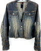 Parasuco Milan/Montreal. Distressed Blue Denim Jean Jacket w/embellishments