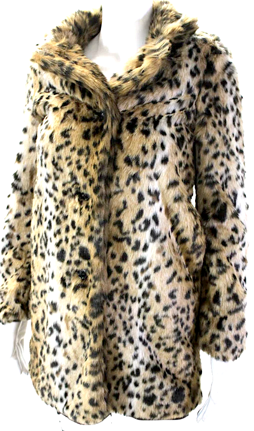 Talula  Faux Fur Leopard Print Button Down Coat