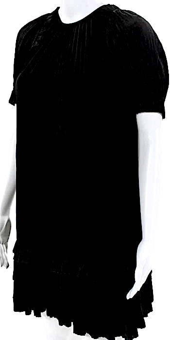 Ulla Johnson NY. Black Cotton Textured Short Sleeve Tiered Dress
